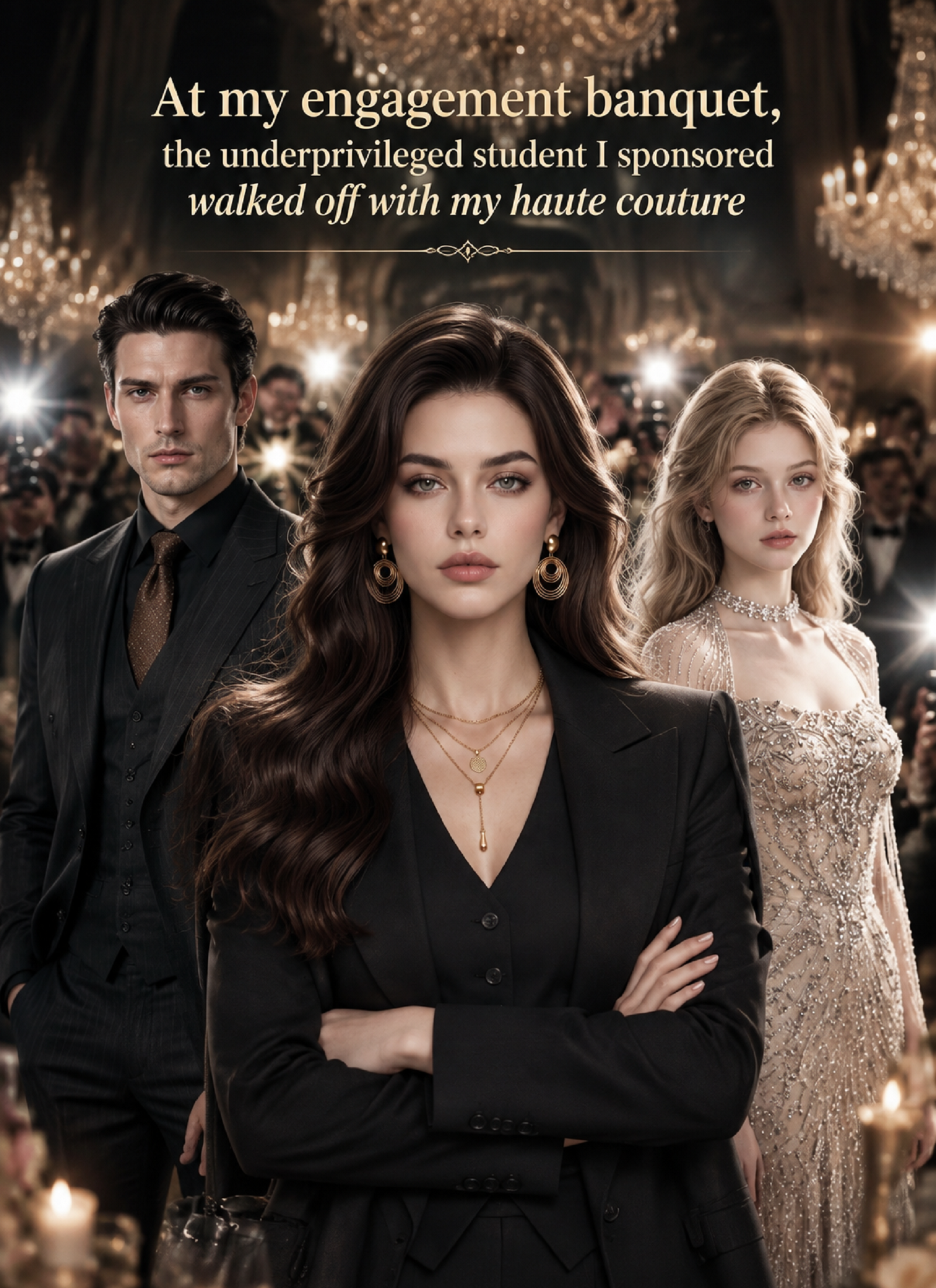 Poster At my engagement banquet, the underprivileged student I sponsored walked off with my haute couture